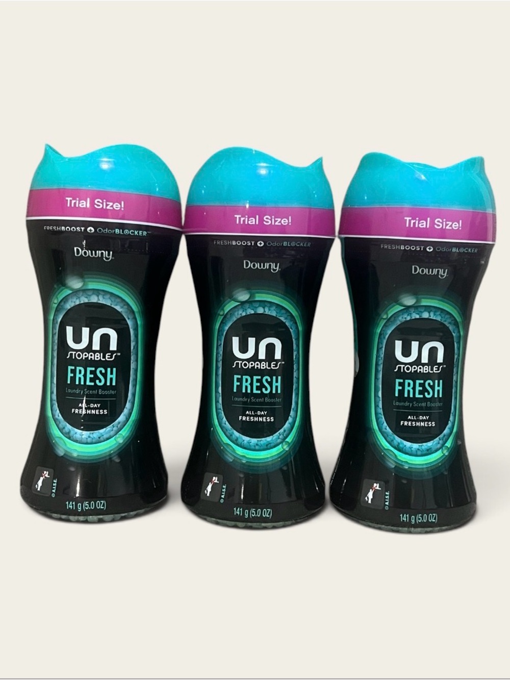 3x Downy Unstopables Fresh Laundry Scent Booster - Teal Trial Size